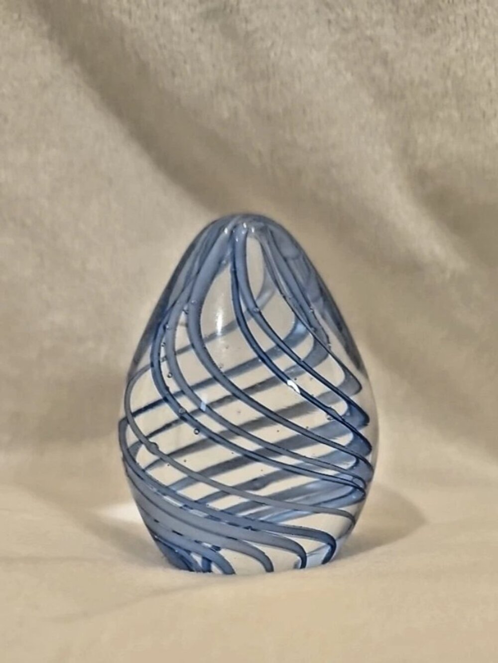 Paperweight Blue Swirl Handblown Glass - Murano Style